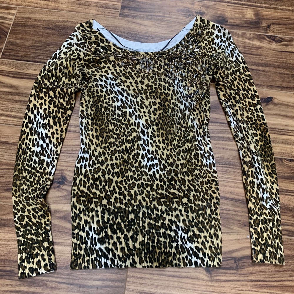- Caché embellished animal print sweater XS